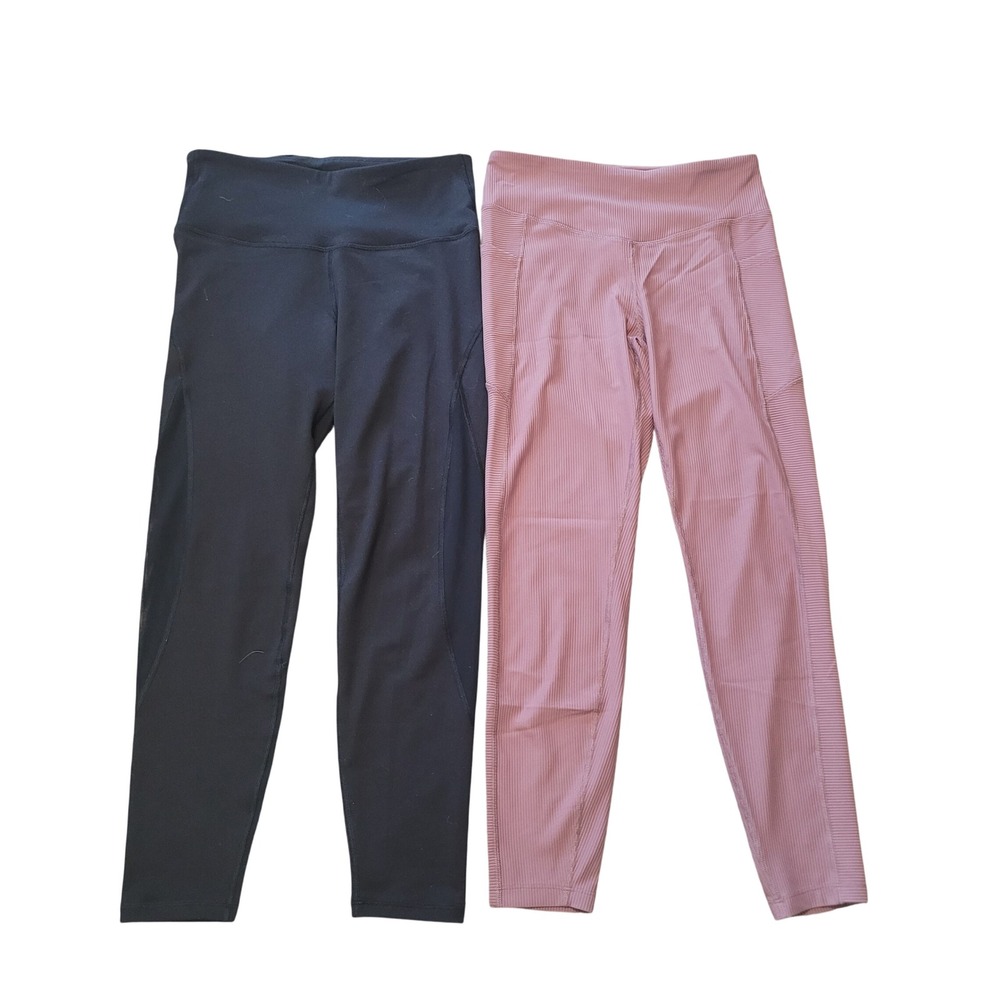 Old Navy‎ Women M Leggings Bundle of 2 Black Mauve Powersoft Elevate Go-Dry